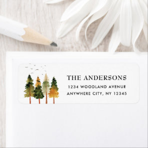 Autumn Forest Watercolor Trees Return Address  Label