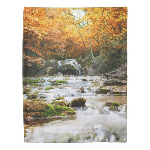 Autumn Forest Waterfall 1 side Twin Duvet Cover