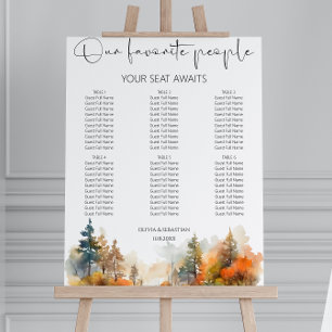 Autumn Forest Wedding Seating Chart Sign 6 Tables