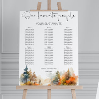 Autumn Forest Wedding Seating Chart Sign 6 Tables