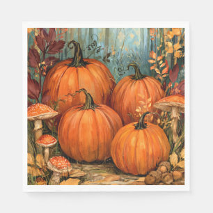 Autumn Forest with pumpkins and musrooms, Napkins