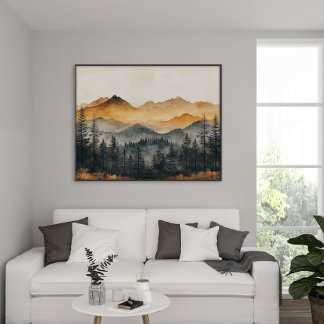 Autumn Forest - Zen Watercolor Art Print 24x24 Foam Board