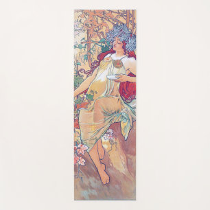 Autumn (Four Seasons), Alphonse Mucha Yoga Mat