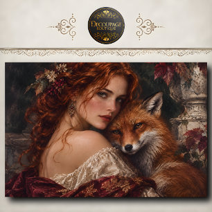 Autumn Fox and Maiden Decoupage Tissue Paper
