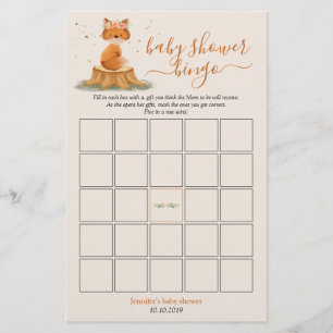 Autumn Fox Baby Shower Harvest Bingo Game