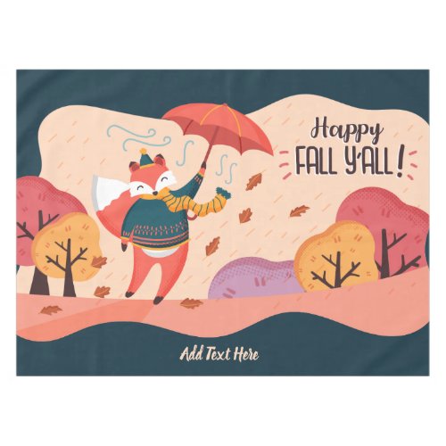 Autumn FOX Happy Fall Yall Personalized DECOR Tablecloth