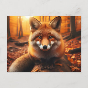 Autumn Fox in Aesthetic & Cute Forest Charm Postcard