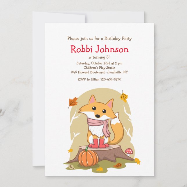 Autumn Fox Invitation (Front)