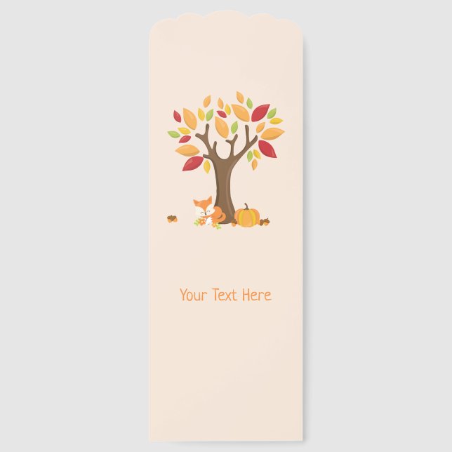 Autumn Fox with Pumpkin Custom Text Bookmarks (Front)