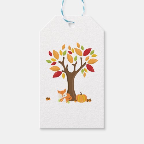 Autumn Fox with Pumpkin Gift Tags