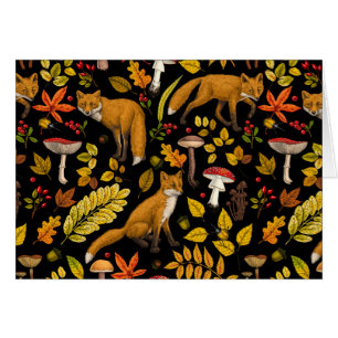 Autumn foxes on black cards