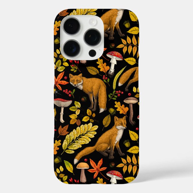 Autumn foxes on black Case-Mate iPhone case (Back)