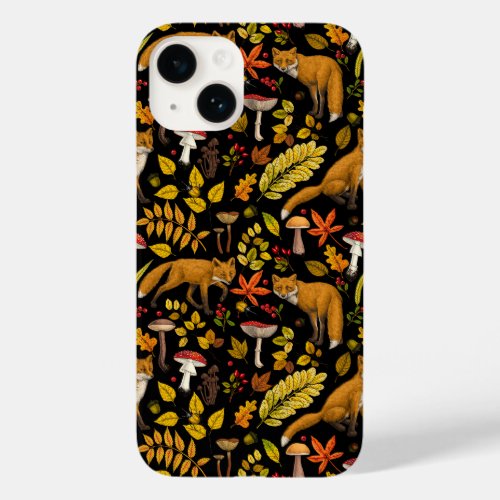 Autumn foxes on black Case_Mate iPhone 14 case