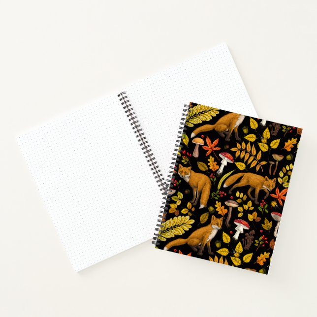 Autumn foxes on black notebook (Inside)