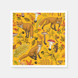 Autumn foxes on orange napkins