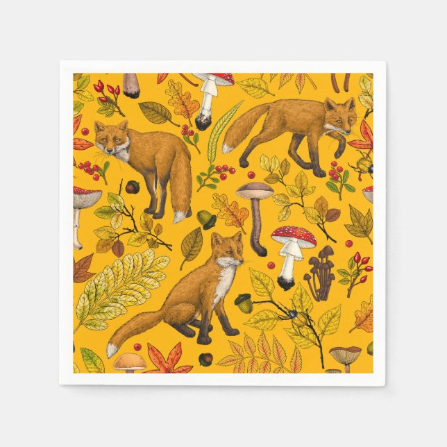 Autumn foxes on orange napkins (Front)