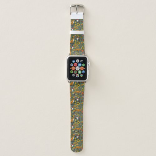 Autumn foxes on pine green apple watch band