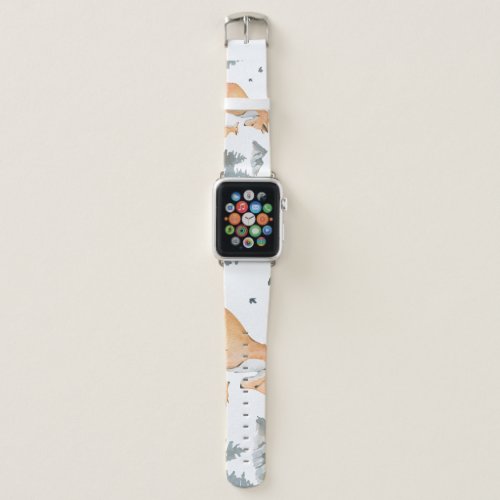 Autumn foxes watercolor wilderness apple watch band