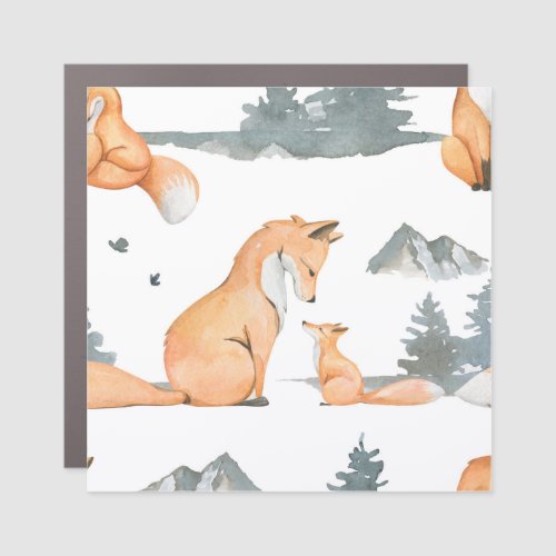 Autumn foxes watercolor wilderness car magnet