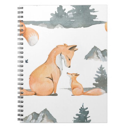 Autumn foxes watercolor wilderness notebook