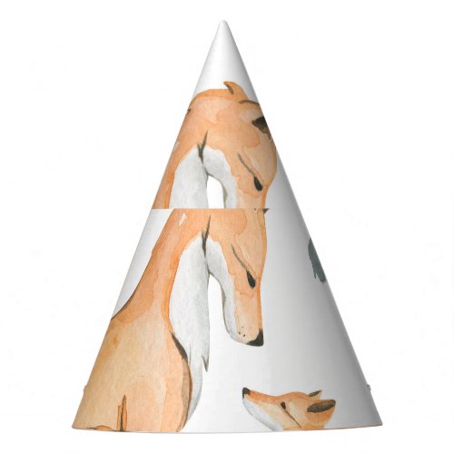 Autumn foxes watercolor wilderness party hat