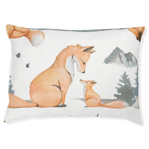 Autumn foxes watercolor wilderness pet bed
