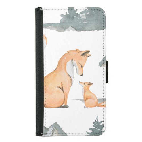 Autumn foxes watercolor wilderness samsung galaxy s5 wallet case