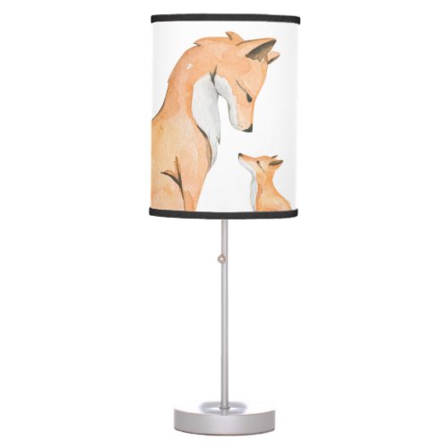 Autumn foxes watercolor wilderness table lamp