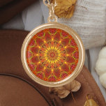Autumn Fractal 81 Gold Plated Necklace<br><div class="desc">Celebrate autumn with this glowing autumn colors kaleidoscope created from a fractal. Intense yellow shades at the center shift to brown,  then mix into orange,  green,  and pink.</div>