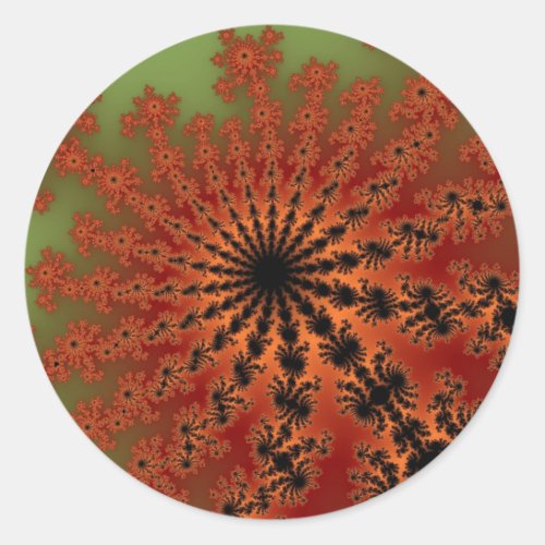 Autumn Fractal Burst Classic Round Sticker