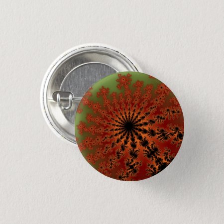 Autumn Fractal Burst Pinback Button