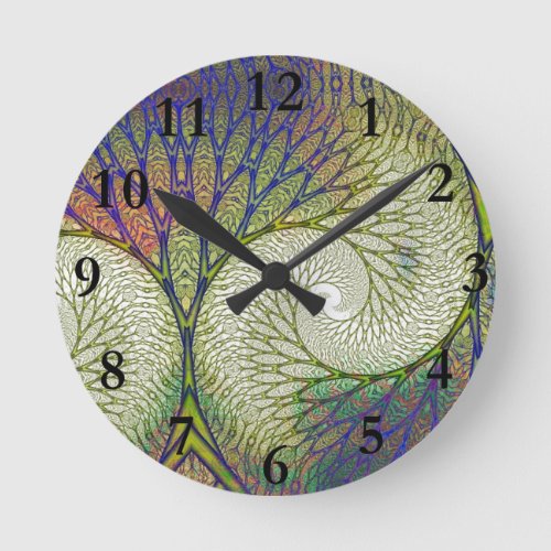 Autumn Fractal Tree Round Clock