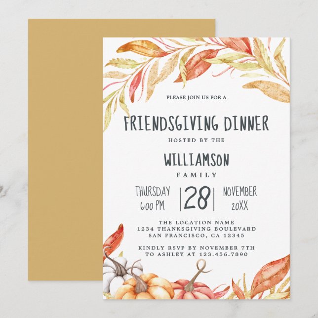 Autumn Friendsgiving Dinner Invitation (Front/Back)