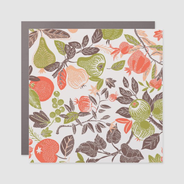 Autumn fruit decorative tile design. car magnet (Front)
