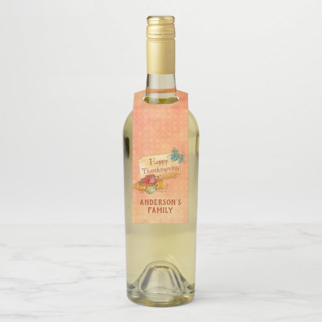 Autumn Fruits Bottle Hanger Tag (On Bottle)