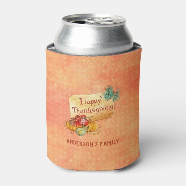 Autumn Fruits Orange Background Can Cooler (Can Front)