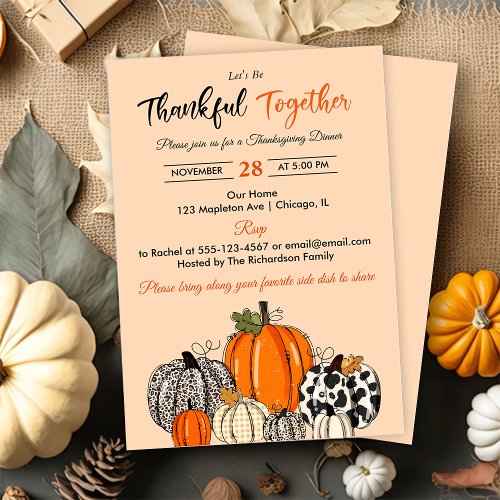 Autumn Fumpkin Thankful Together Invitation