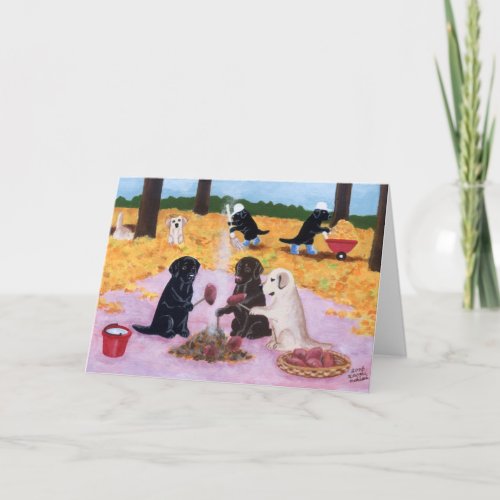 Autumn Fun Labradors Card