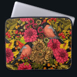 Autumn garden 2 laptop sleeve<br><div class="desc">Hand-drawn autumn pattern featuring bullfinches,   dahlia and chrysanthemum flowers,  various berries,  leaves and bugs</div>