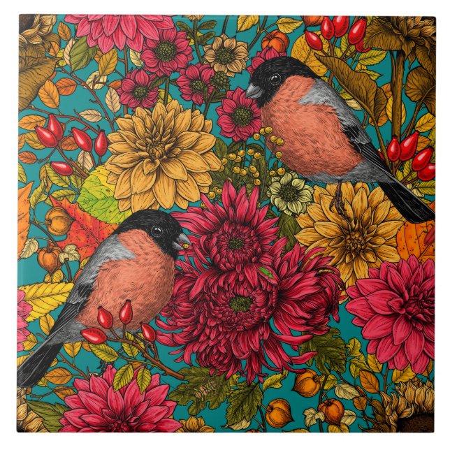 Autumn garden 3 ceramic tile (Front)