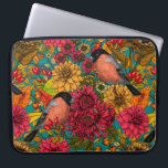 Autumn garden 3 laptop sleeve<br><div class="desc">Hand-drawn autumn pattern featuring bullfinches,   dahlia and chrysanthemum flowers,  various berries,  leaves and bugs</div>