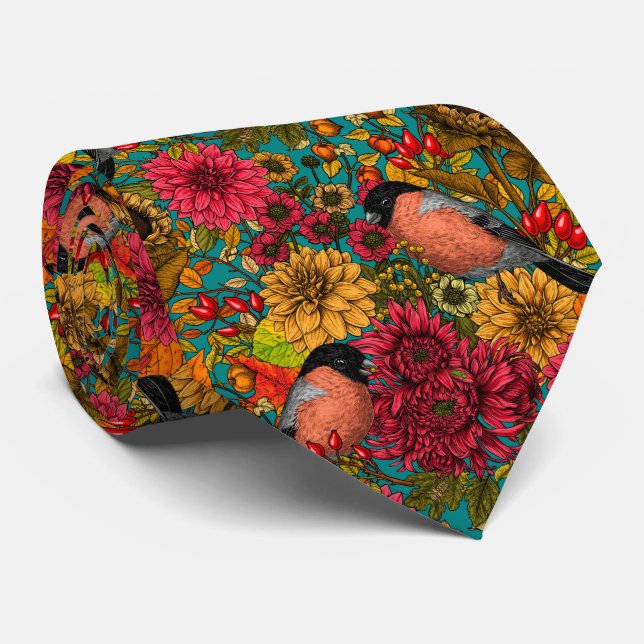 Autumn garden 3 neck tie (Rolled)