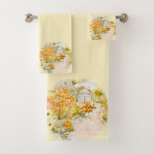 Autumn garden bath towel set