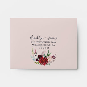 Autumn Garden   Blush Self-Addressed RSVP Envelope