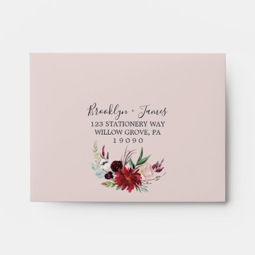 Autumn Garden  Blush Self_Addressed RSVP Envelope