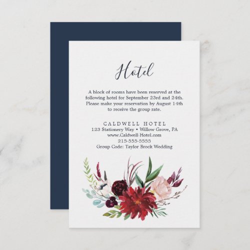 Autumn Garden  Burgundy Hotel Enclosure Card