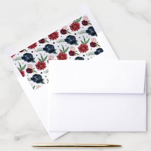 Autumn Garden  Burgundy Large Floral Pattern Envelope Liner