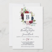 Autumn Garden | Burgundy Monogram Wedding Invitation (Front)