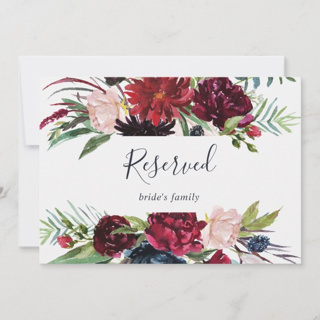 Autumn Garden | Burgundy Reserved Sign (Front)