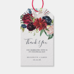 Autumn Garden Burgundy Thank You Favor Gift Tags